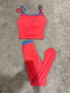 Grove Women's Coral & Blue Layered Tank and Legging Set